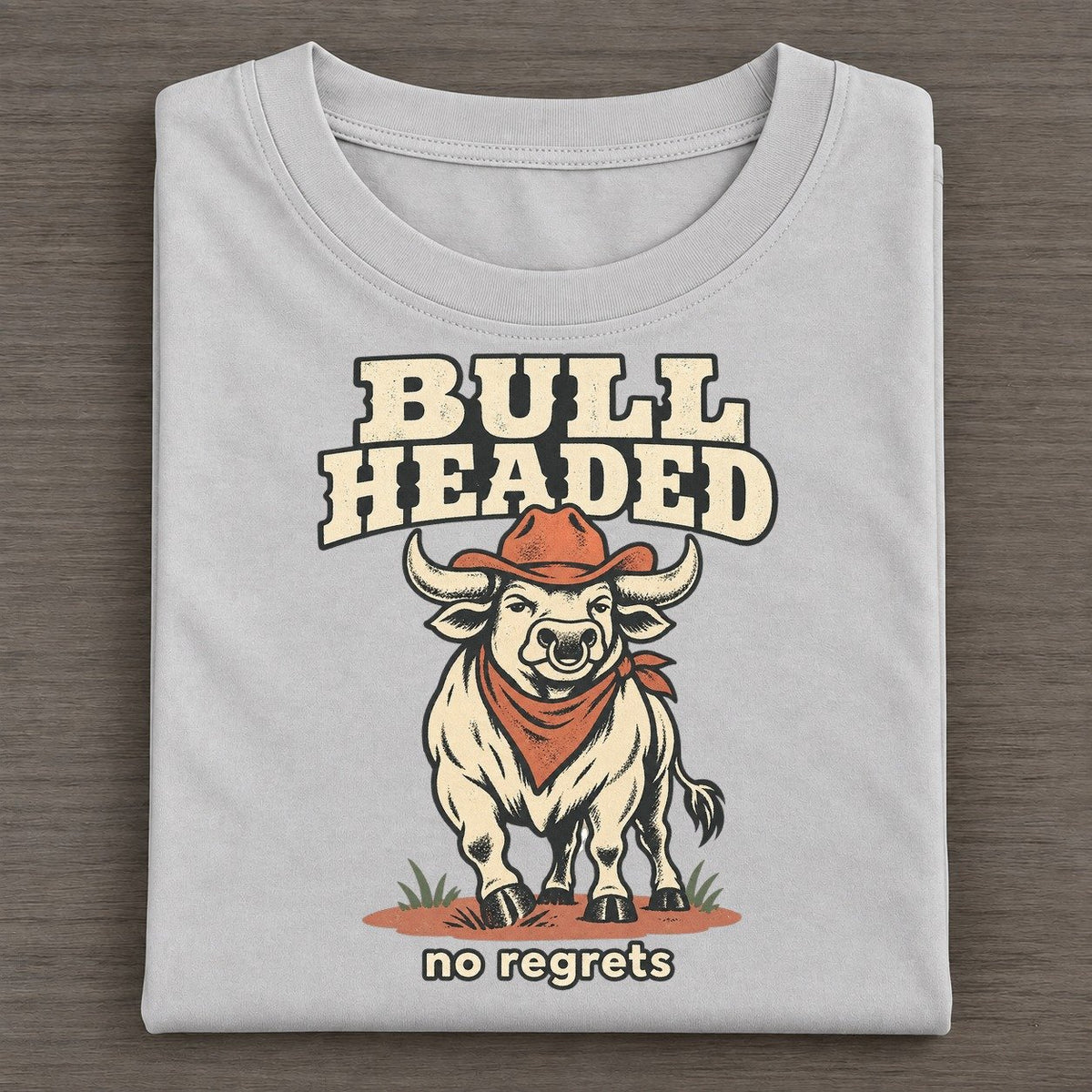Bull Headed Cowboy Critters Classic T-shirt – Grey