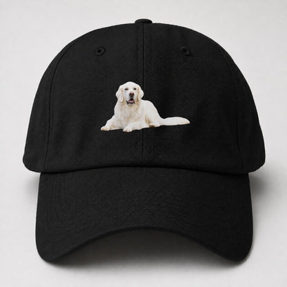 White English Cream Golden Retrievers Baseball Cap – Black
