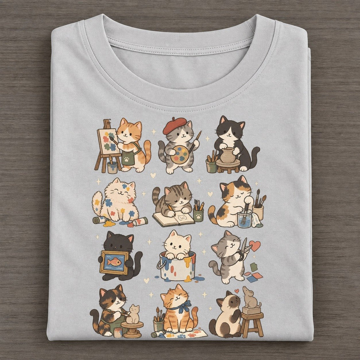 Art Studio Cat Club Classic T-shirt – Grey