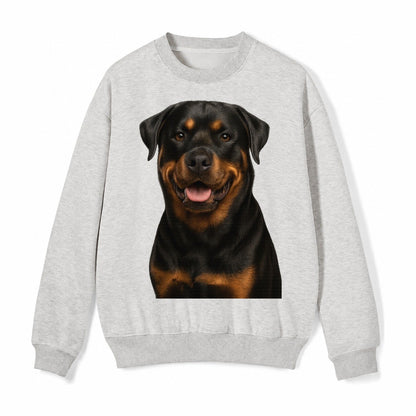 Rottweiler Powerful Guardian Fleece Sweatshirt – Light Gray