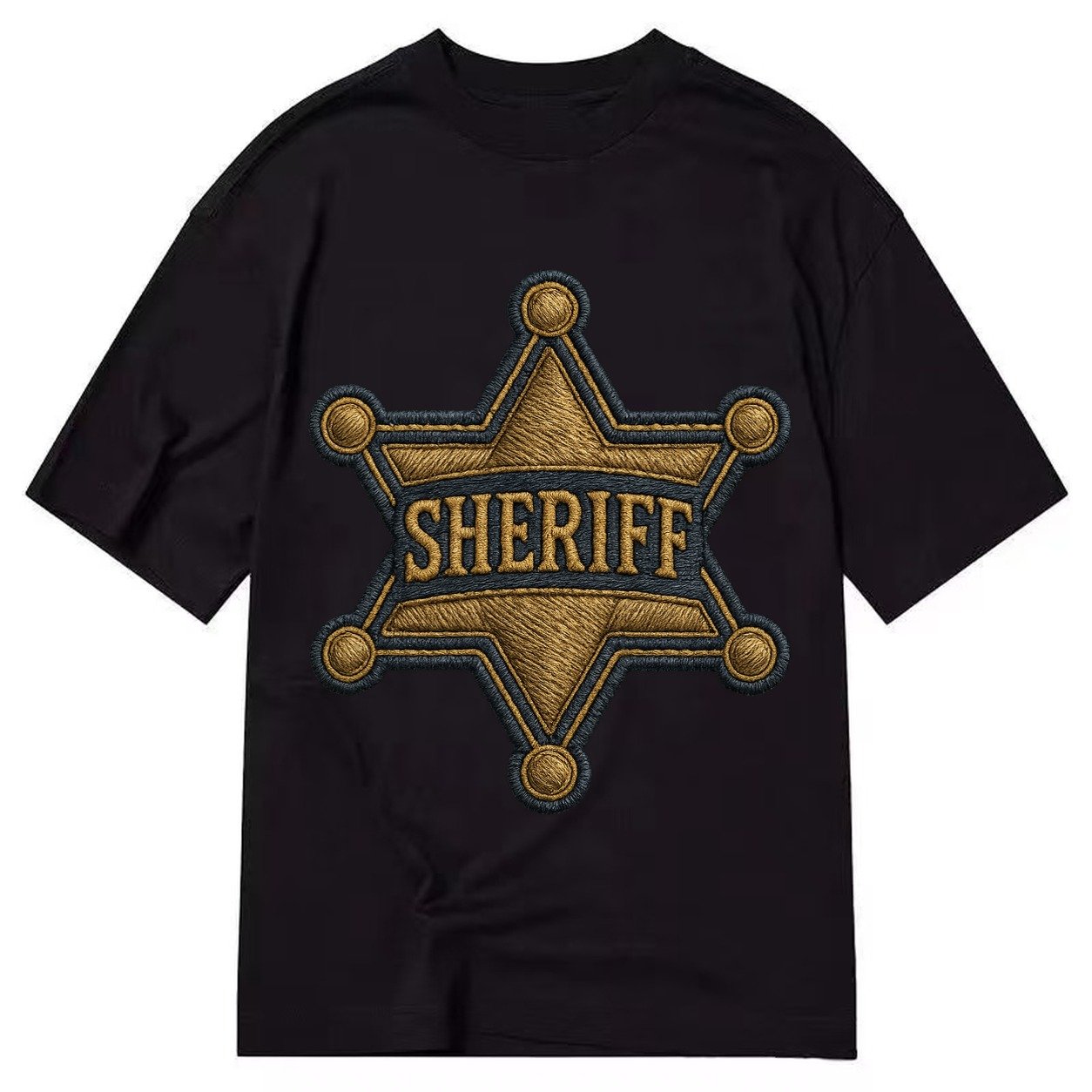 Sheriff Badge Six Pointed Star With Sheriff Engraving And Br Classic T-shirt – Black