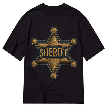 Sheriff Badge Six Pointed Star With Sheriff Engraving And Br Classic T-shirt – Black