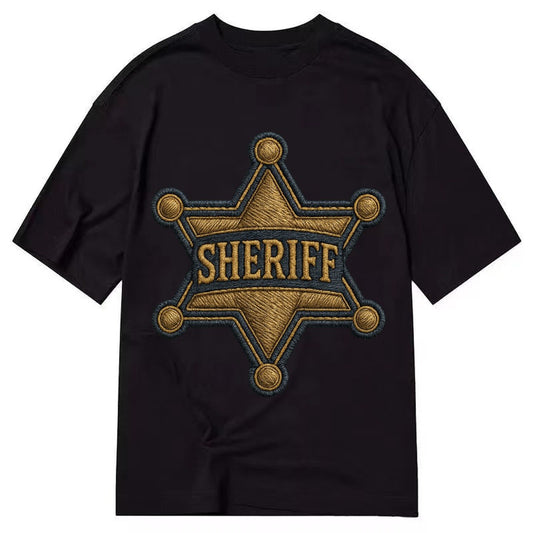 Sheriff Badge Six Pointed Star With Sheriff Engraving And Br Classic T-shirt – Black