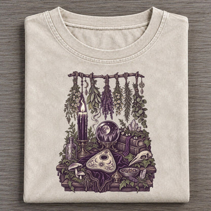 Ouija Planchette Table Midnight Haunt Vintage T-shirt – Off White