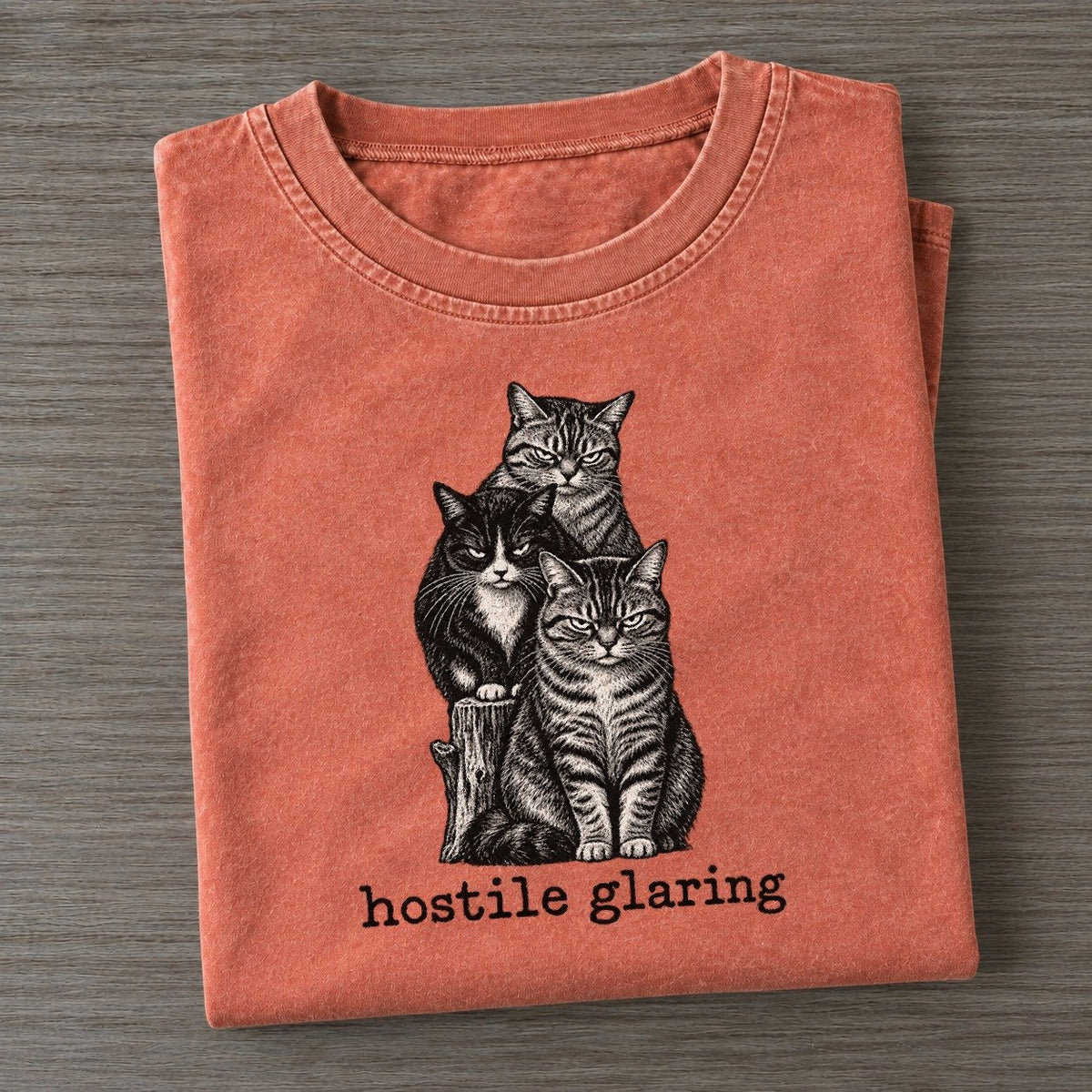 Hostile Glaring Collective Nouns Vintage T-shirt – Terracotta