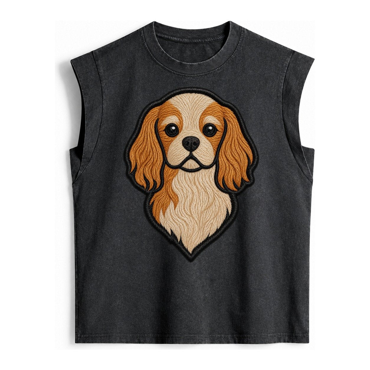 Cavalier King Charles Spaniel Modern G Vintage Washed Tank – Black