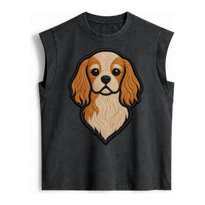 Cavalier King Charles Spaniel Modern G Vintage Washed Tank – Black