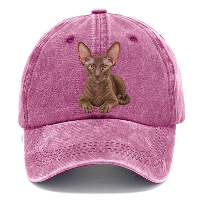 Cornish Rex Reclining Paws Forward Realistic Cat Portrait Classic Cap – Dusty Rose