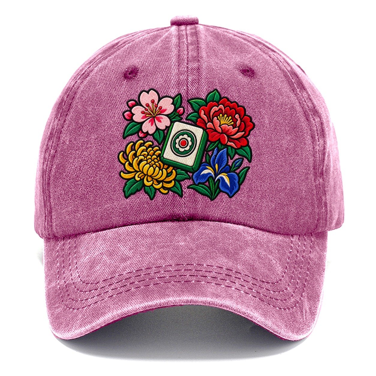 Flower Season Mahjong Game Night Classic Cap – Dusty Rose