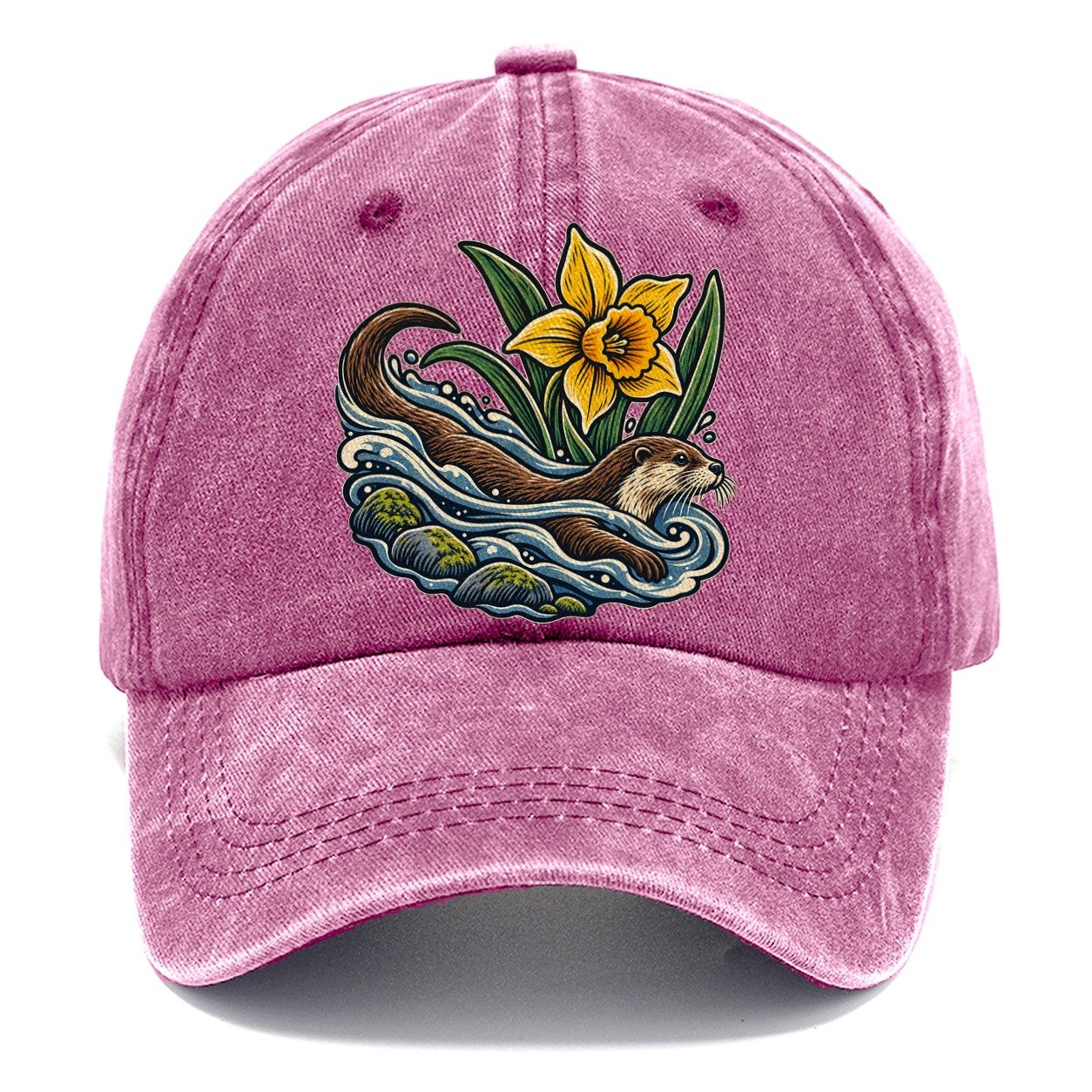 Welsh Otter And Daffodil Stream Uk Culture Heritage Classic Cap – Dusty Rose