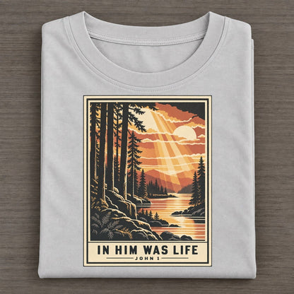 In Him Was Life Given Light Classic T-shirt – Grey