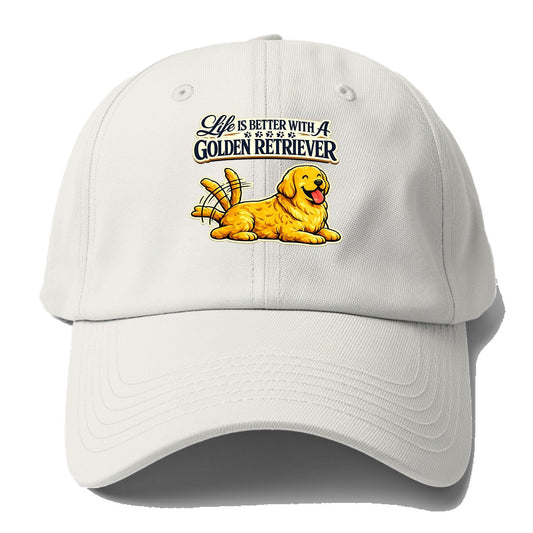 Life Is Better With A Golden Retriever Baseball Cap – Off White