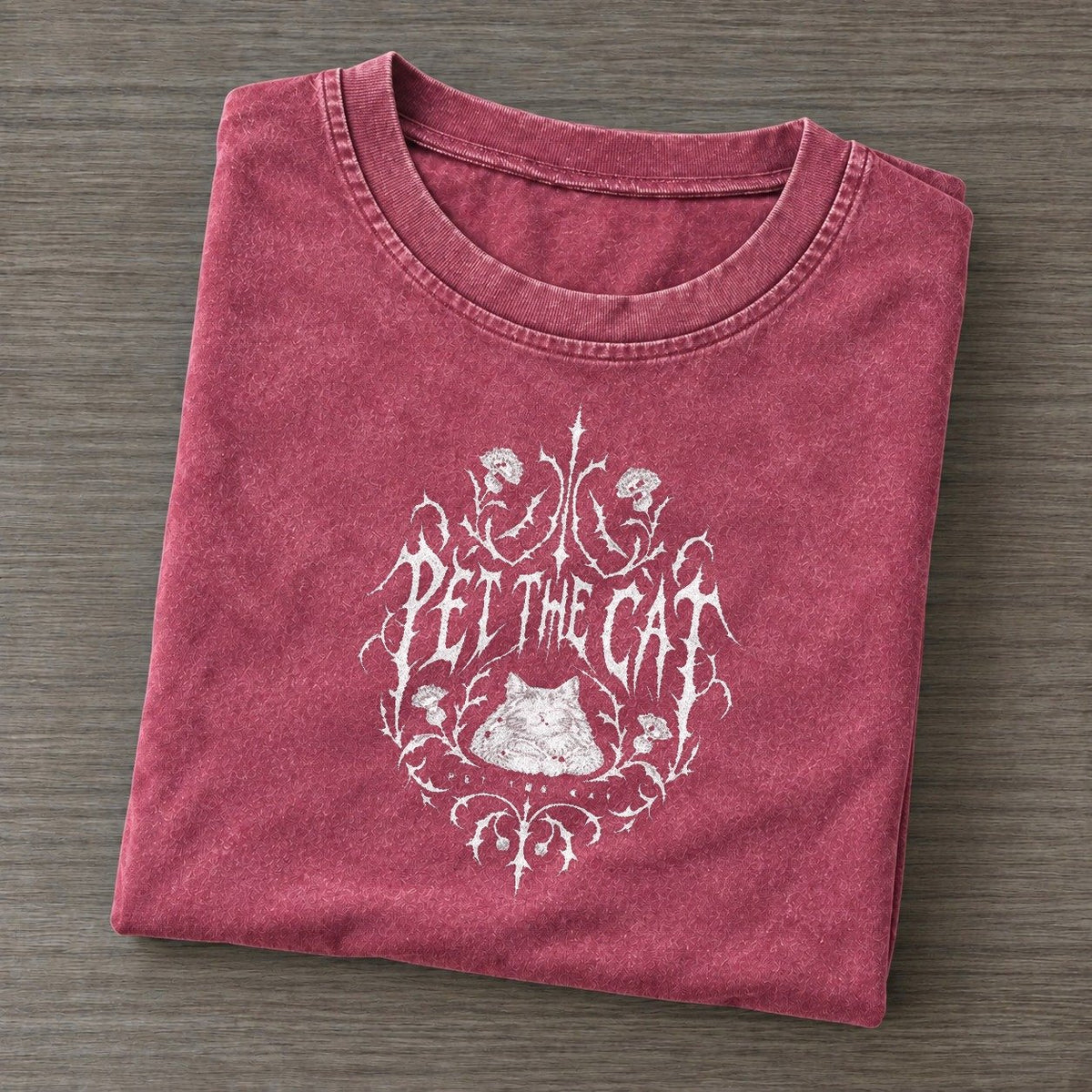 Pet The Cat Unreadable Feelings Vintage T-shirt – Raspberry