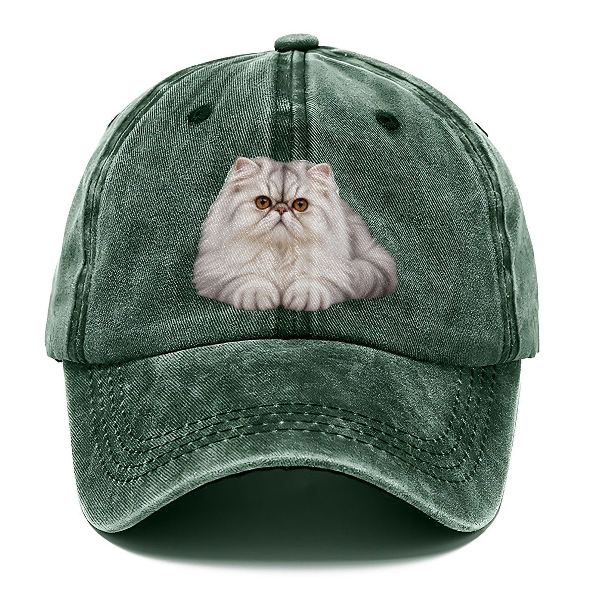 Persian Reclining Paws Forward Realistic Cat Portrait Classic Cap – Forest Mist