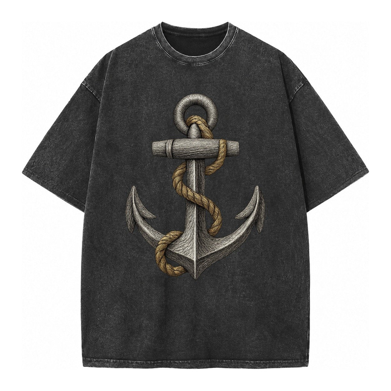 Anchor And Rope Vintage T-shirt – Black