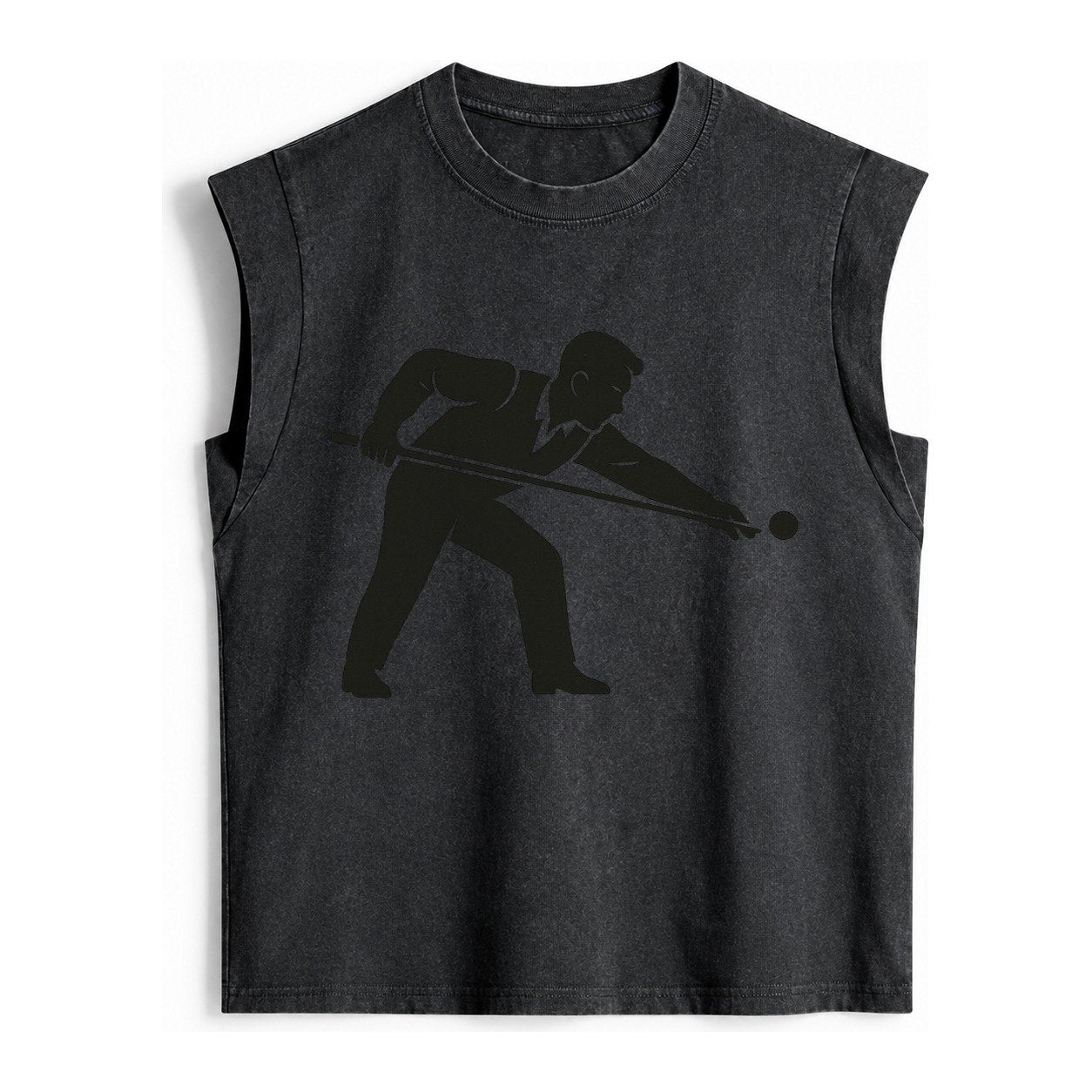 Pool Player Lining Up Shot Vintage Washed Tank – Black