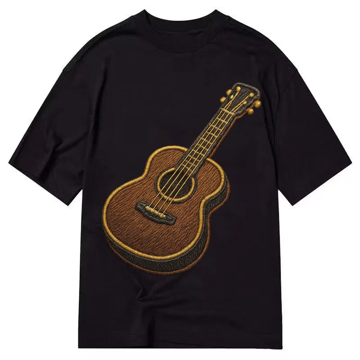 Vintage Guitar Classic Acoustic Guitar With Bronze Strings A Classic T-shirt – Black