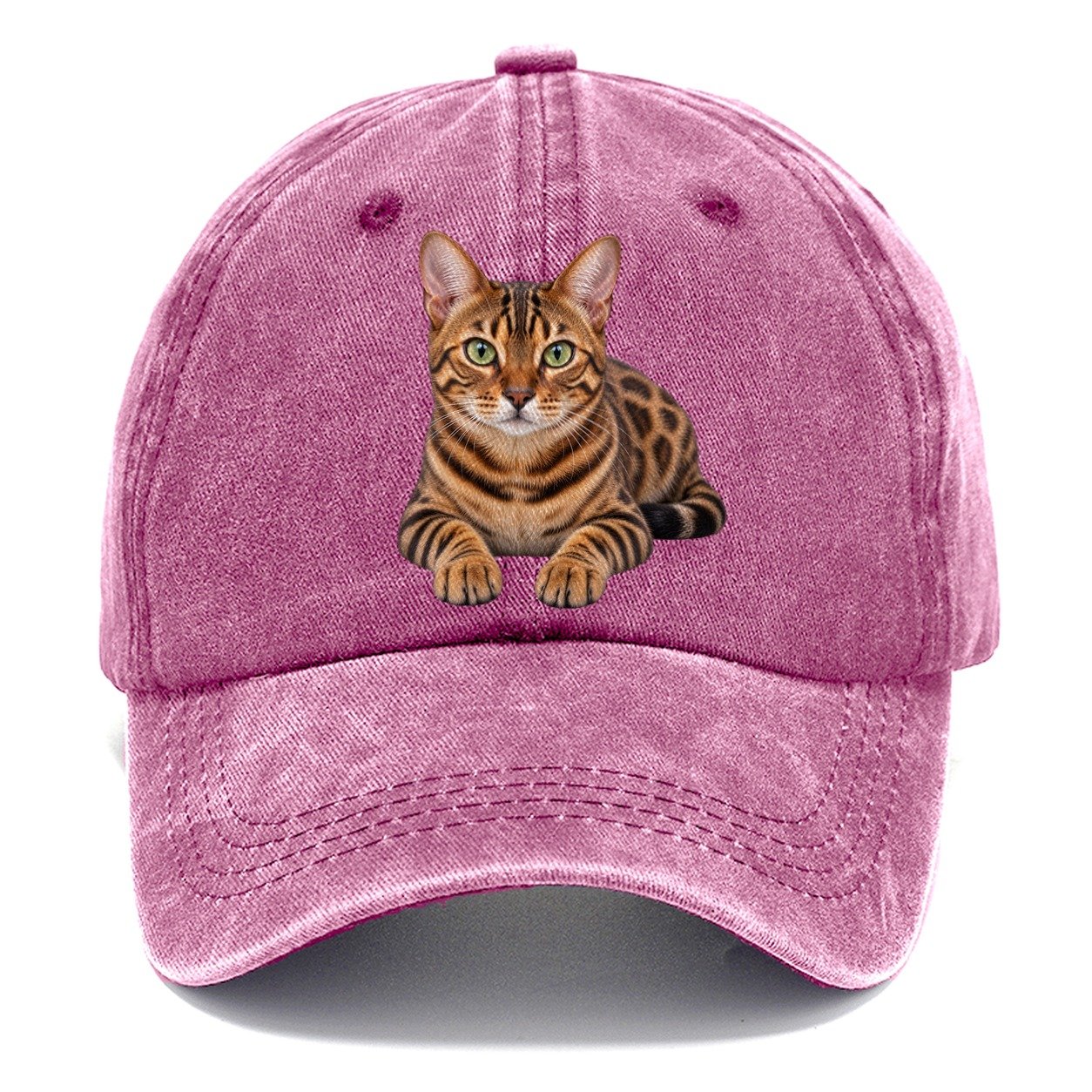 Bengal Reclining Paws Forward Realistic Cat Portrait Classic Cap – Dusty Rose