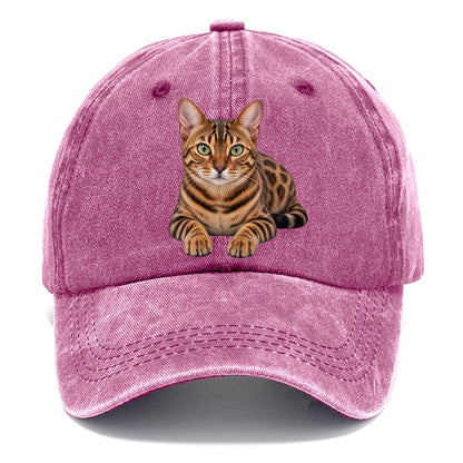 Bengal Reclining Paws Forward Realistic Cat Portrait Classic Cap – Dusty Rose