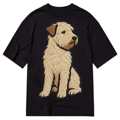 Soft Coated Wheaten Terrier Light Tan Flowing Coat Embroider Classic T-shirt – Black