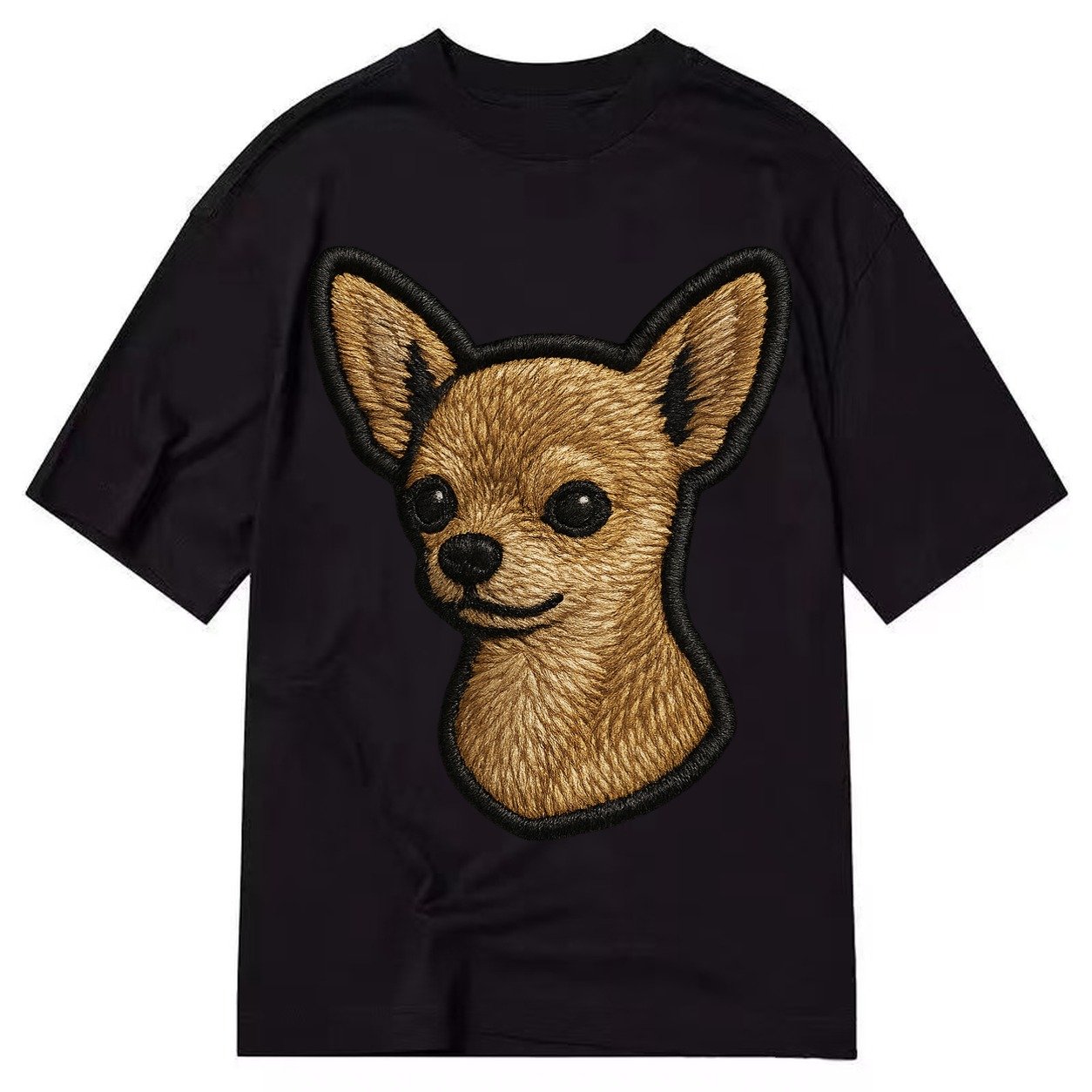 Chihuahua Front Facing Embroidered Portrait 78ceab Classic T-shirt – Black