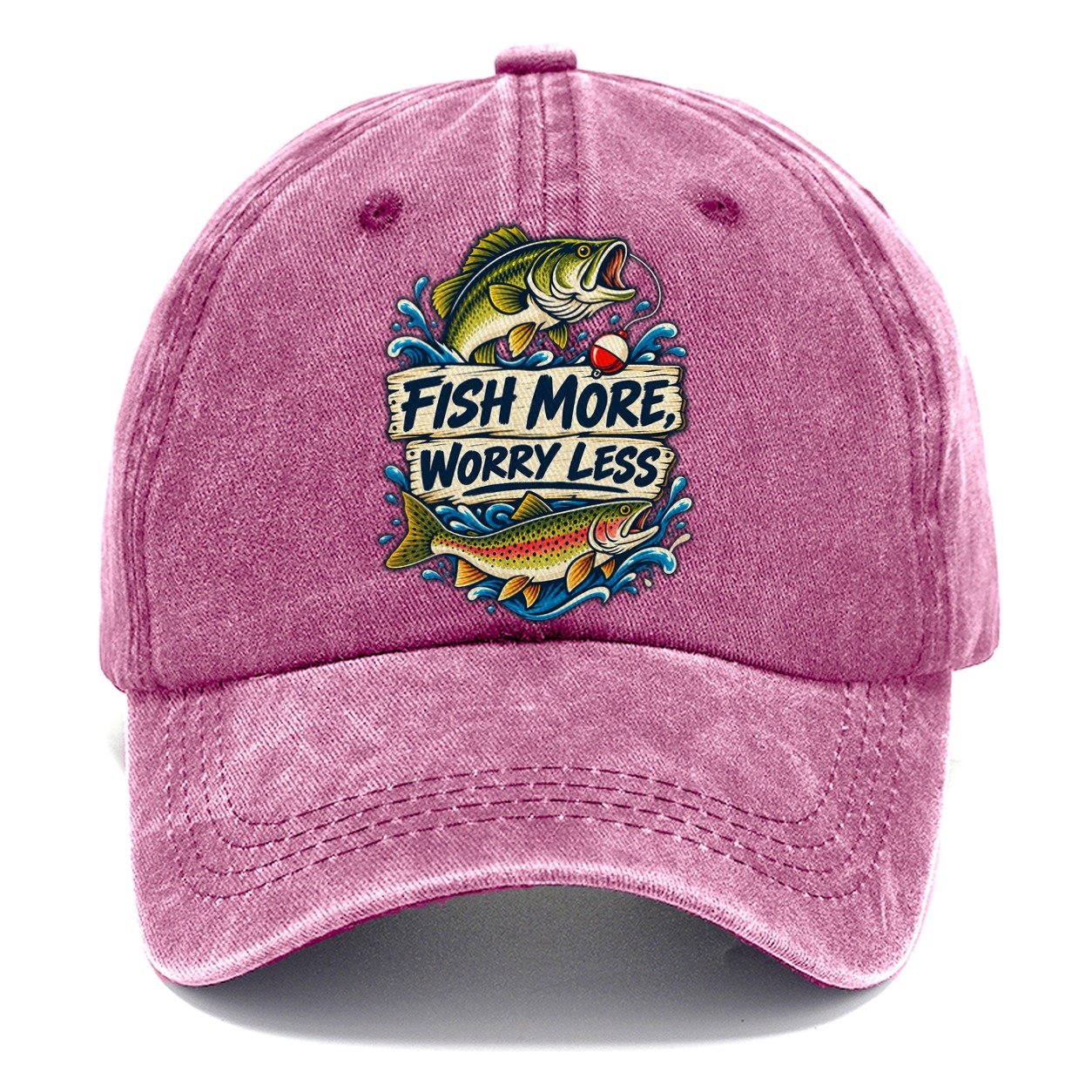 Fish More Worry Less Fishing Elegant Classic Cap – Dusty Rose