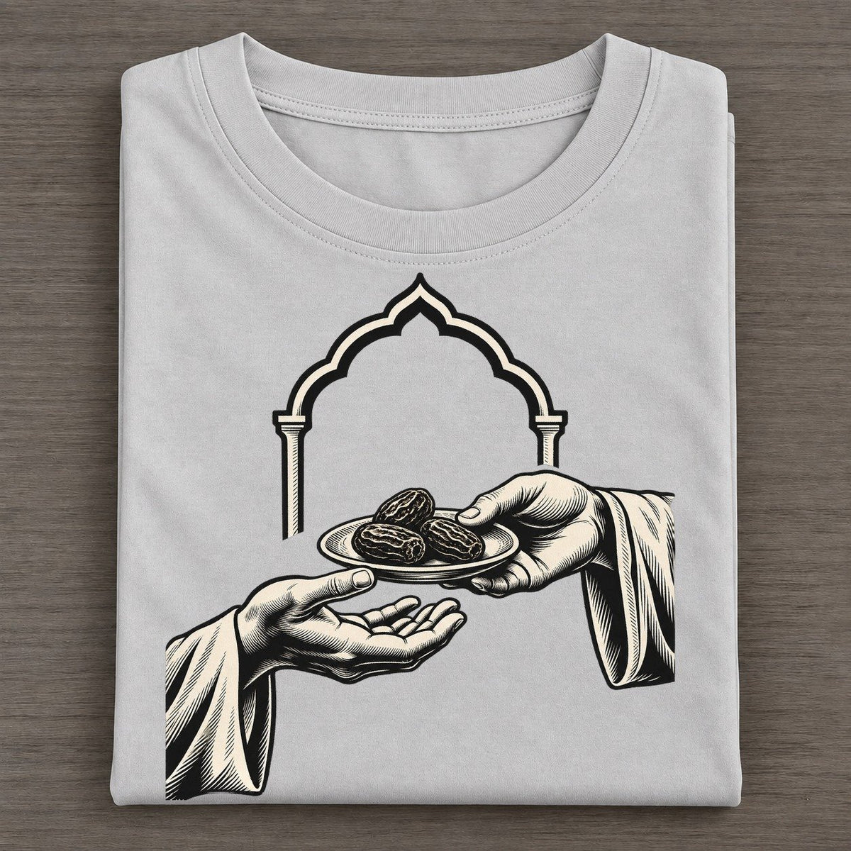 Muslim Iftar Sharing Hands World Faiths Ink Figures Classic T-shirt – Grey