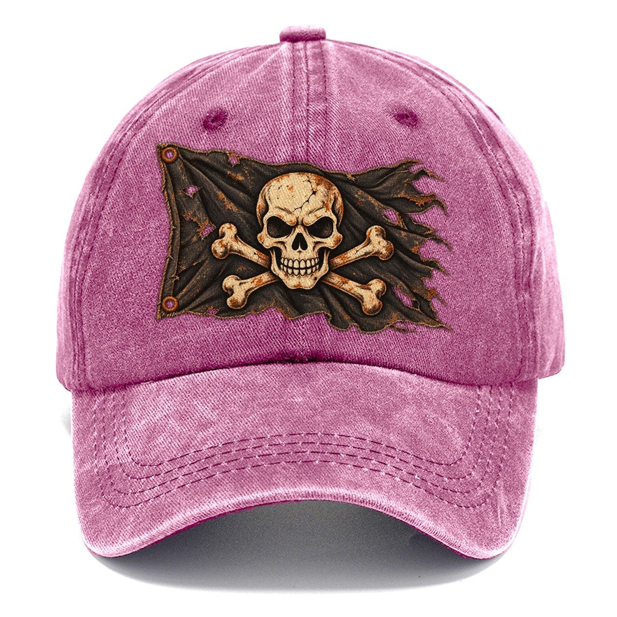Skull And Crossbones Worn Icon Classic Cap – Dusty Rose