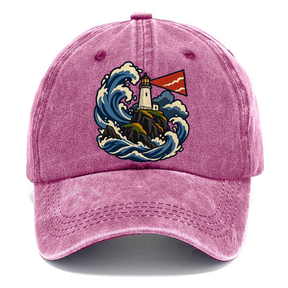 Hebridean Lighthouse And Storm Wave Uk Culture Heritage Classic Cap – Dusty Rose