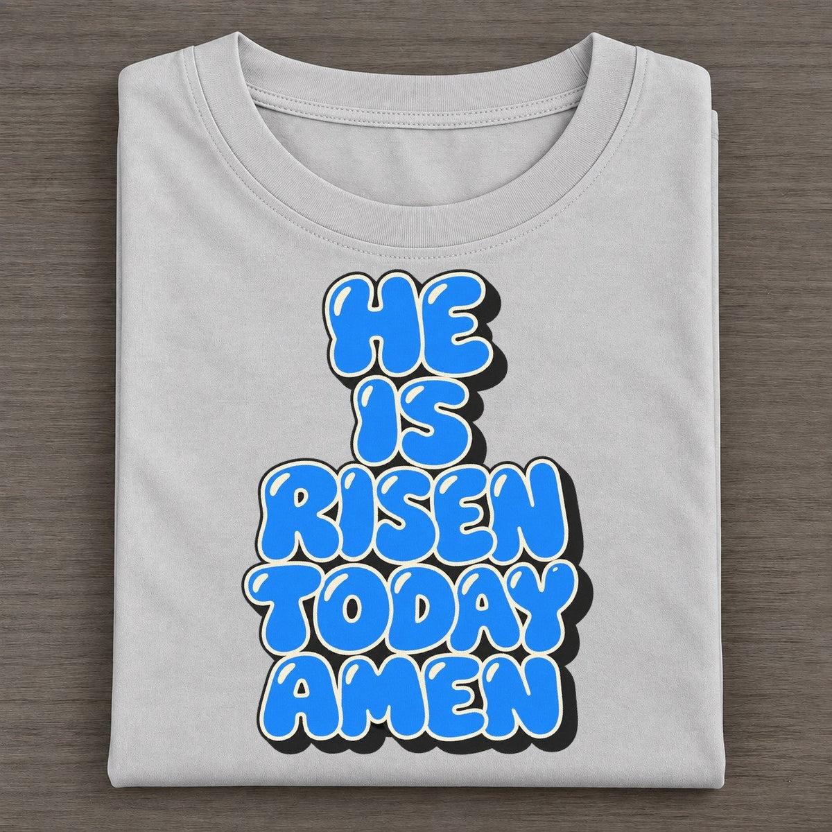 He Is Risen Today Amen Sunday Puff Classic T-shirt – Grey