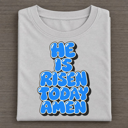 He Is Risen Today Amen Sunday Puff Classic T-shirt – Grey