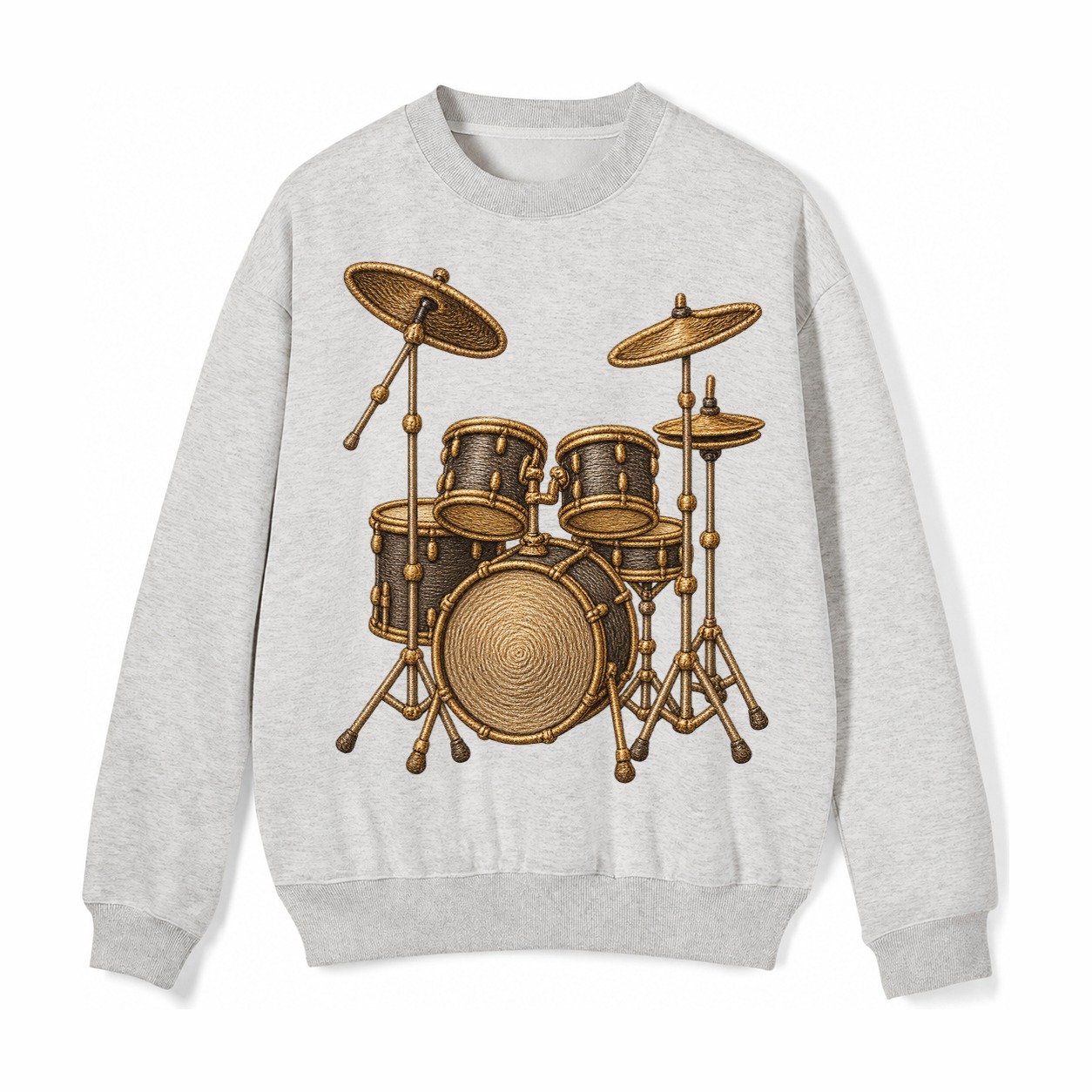 Drum Kit Fleece Sweatshirt – Light Gray