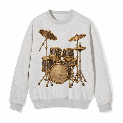 Drum Kit Fleece Sweatshirt – Light Gray