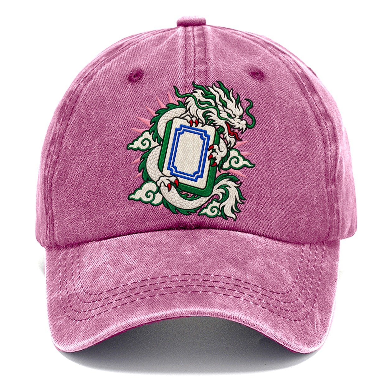 White Dragon Mahjong Game Night Classic Cap – Dusty Rose