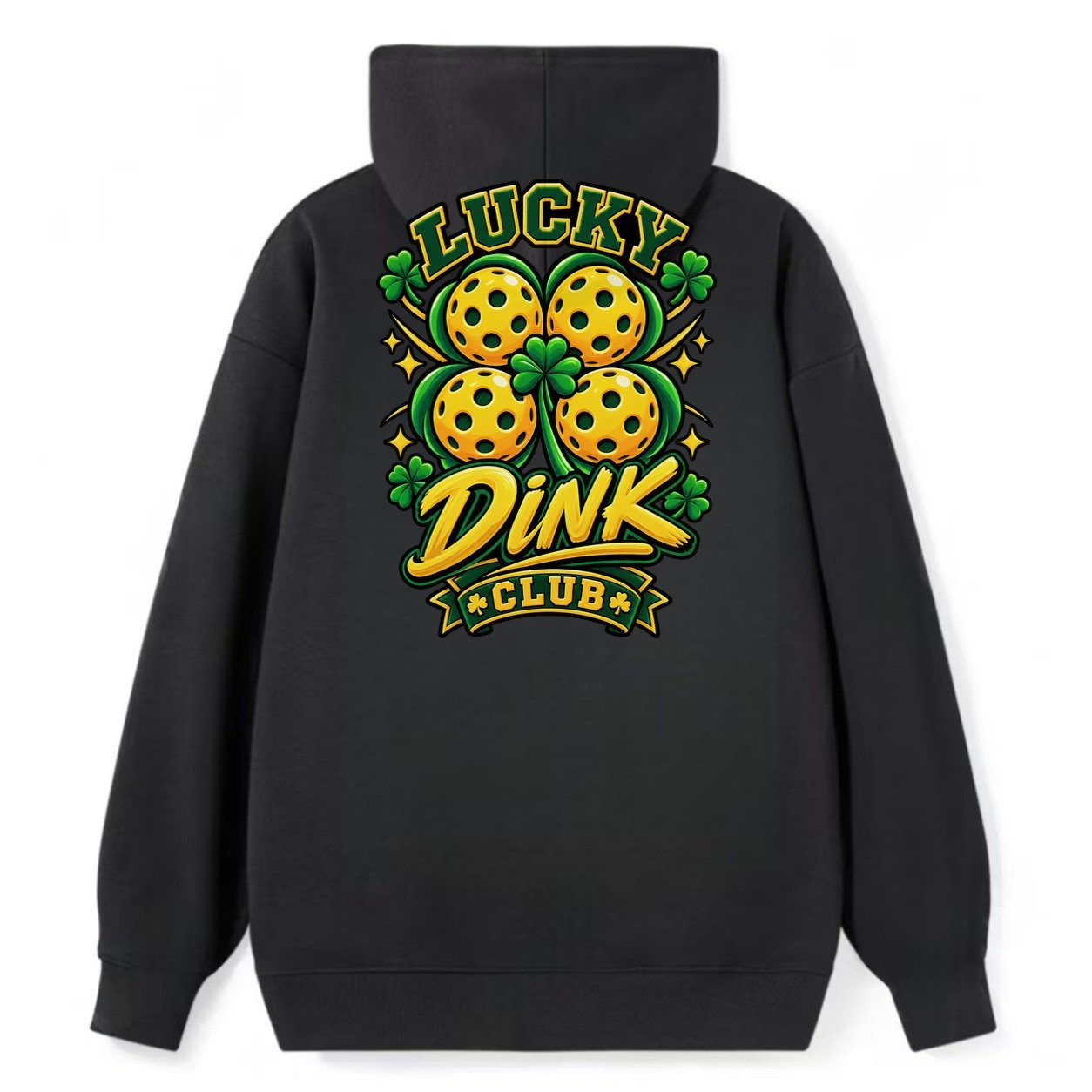 Lucky Dink Club Pickleball Life Classic Pullover Hoodie – Black