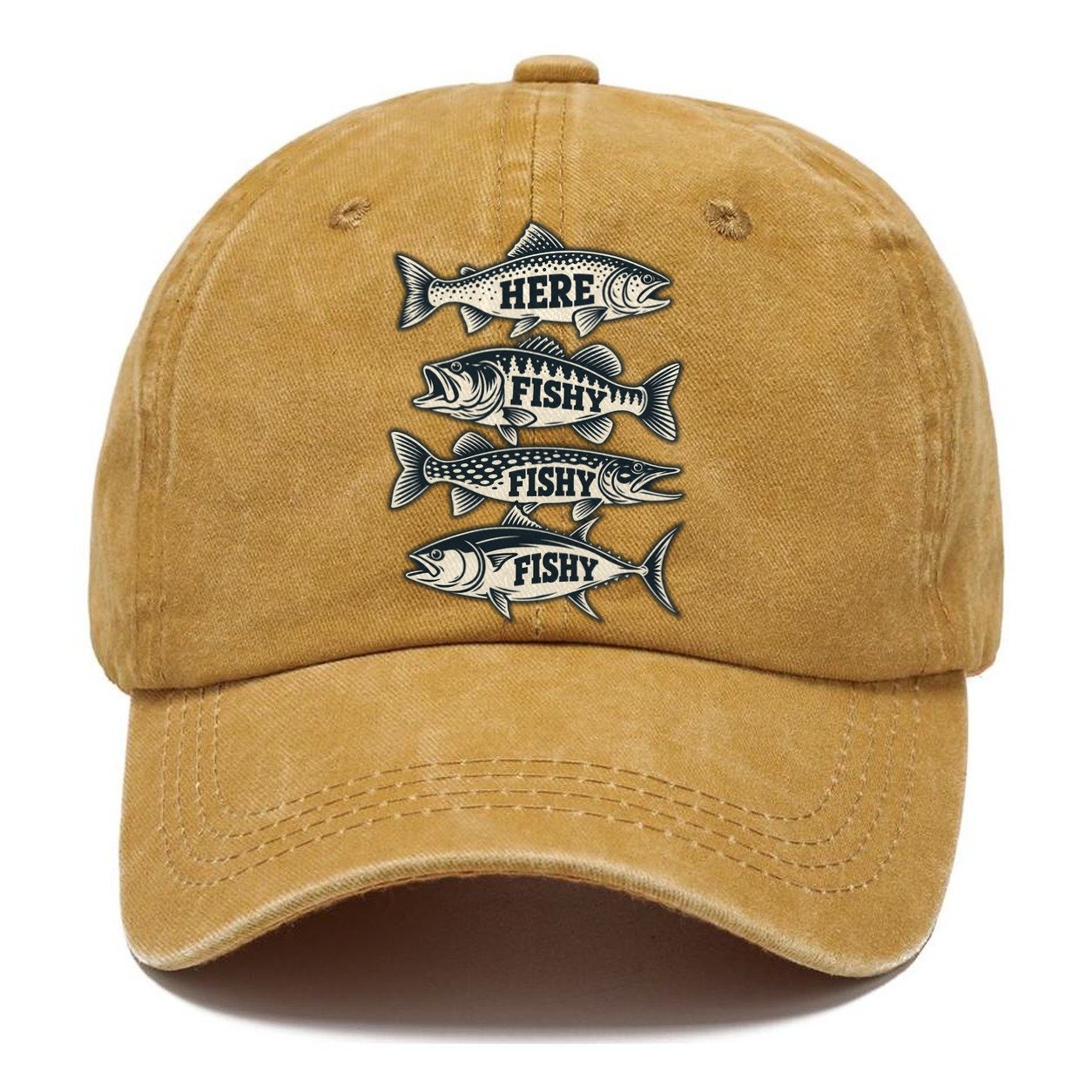 Here Fishy Fishy Stack Fishing Elegant Classic Cap – Golden Harvest