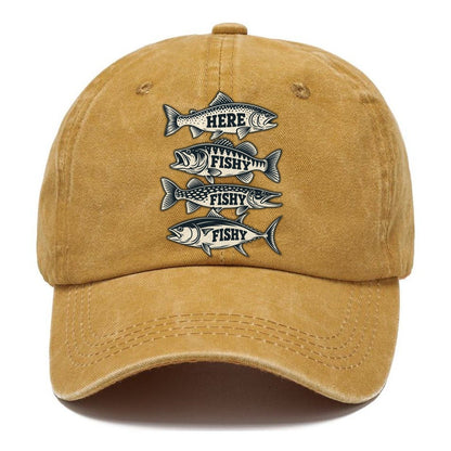 Here Fishy Fishy Stack Fishing Elegant Classic Cap – Golden Harvest