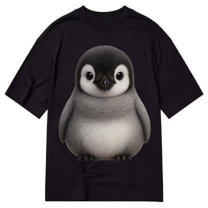 Baby Adelie Penguin Black And White Round Body Curious Eyes Classic T-shirt – Black