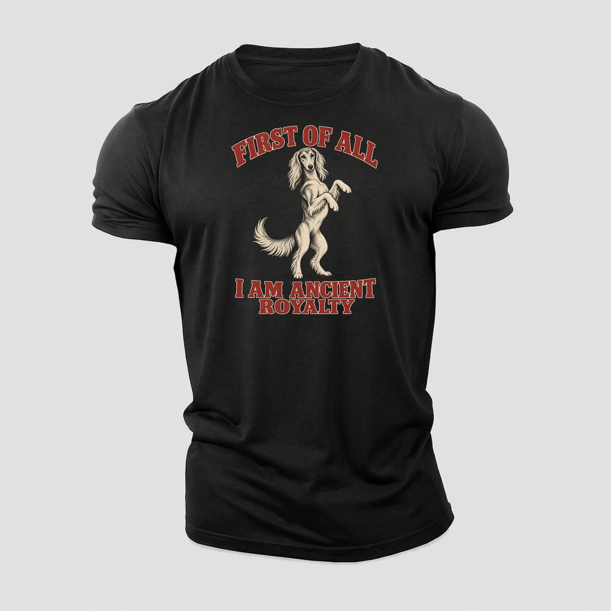 Saluki Dog Declarations Cotton T-Shirt – Black