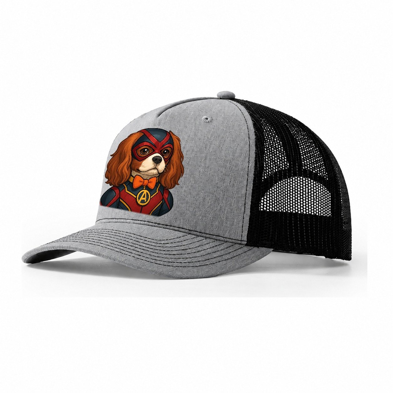 Cavalier King Charles Friendly Hero Sitting Sweet On Four Pa Trucker Hat – Sport Grey-Black