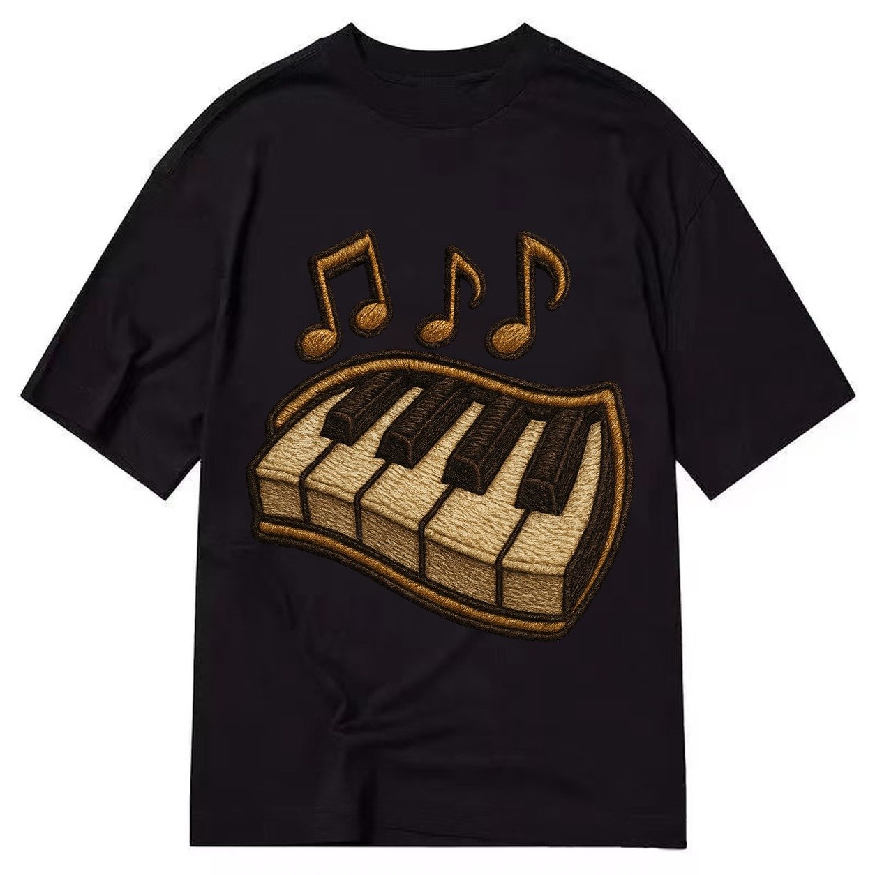 Piano Keys Ivory And Ebony Keys With Music Notes Classic T-shirt – Black