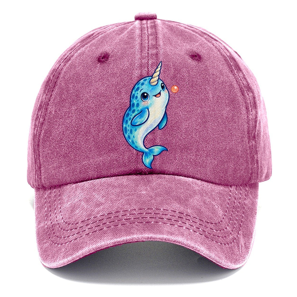 Narwhal Upward Swim Sea Sprite Classic Cap – Dusty Rose