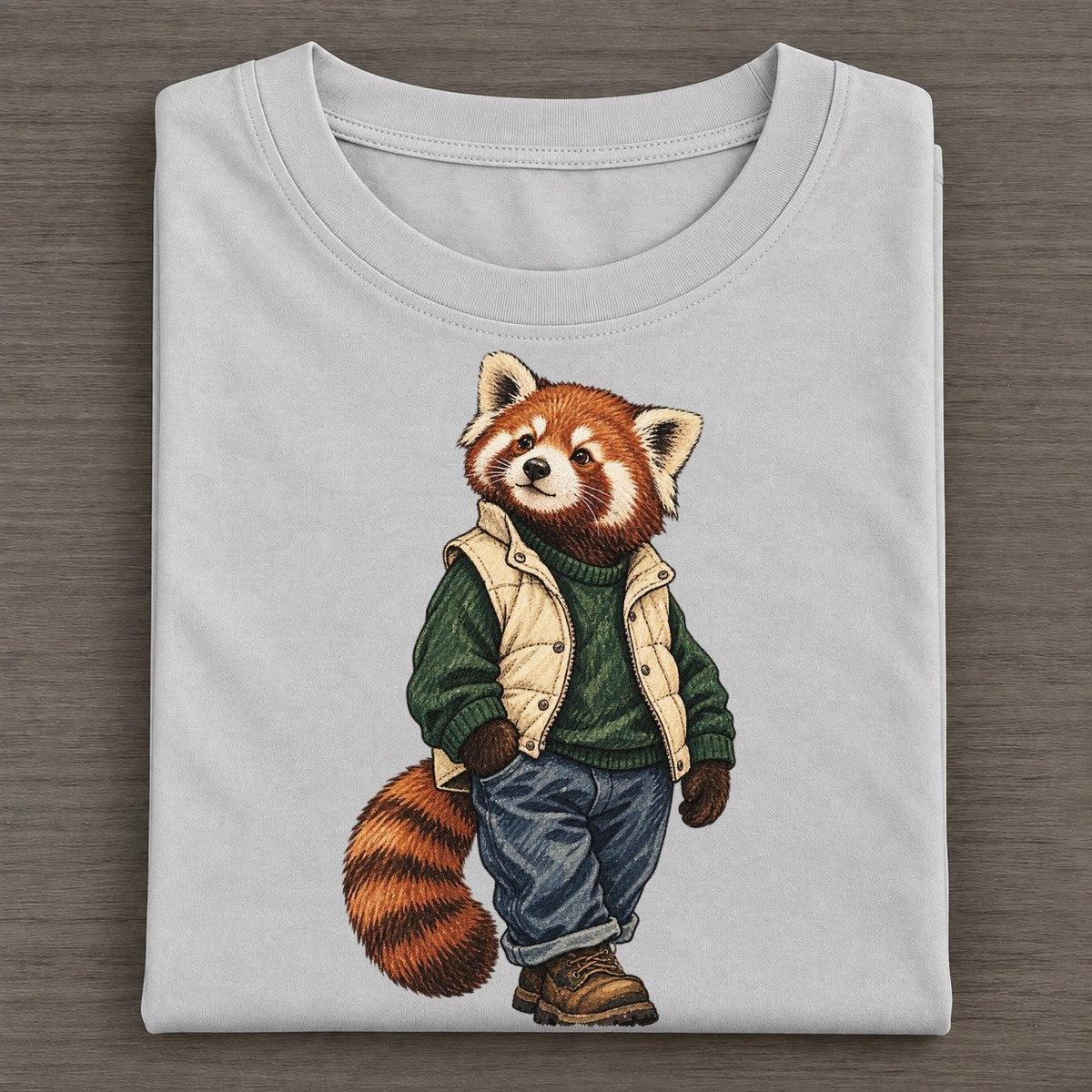 Red Panda Wardrobe Portrait Wild Wardrobe Portraits Classic T-shirt – Grey