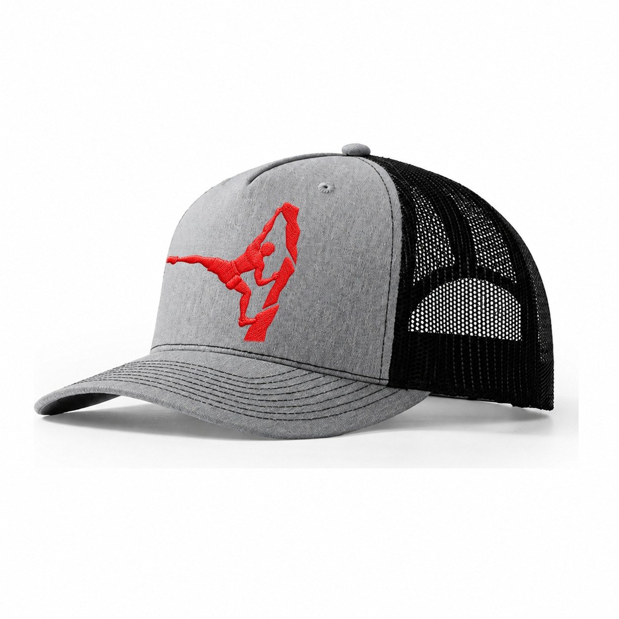 Rock Climber Flag Move Micro Motion Mark Trucker Hat – Sport Grey-Black