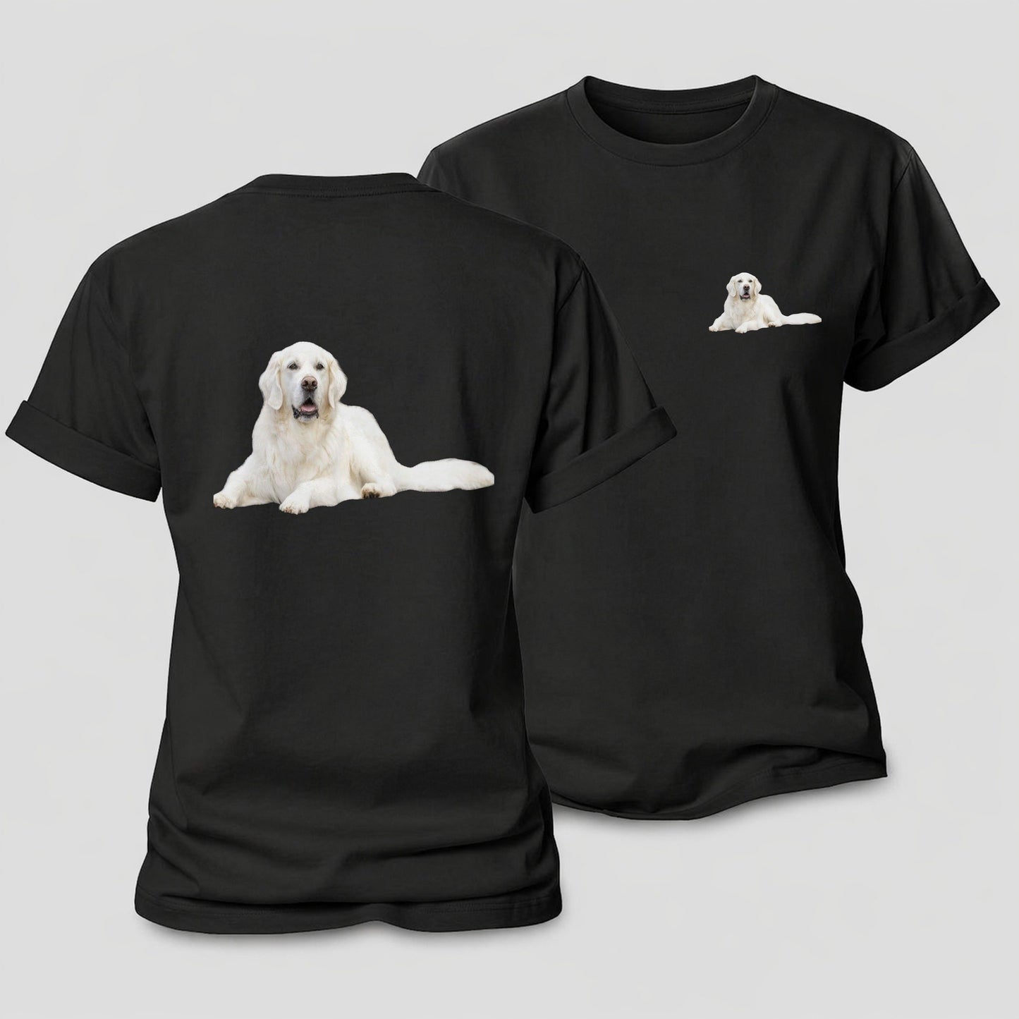 White English Cream Golden Retrievers Women's Cotton T-Shirt – Black