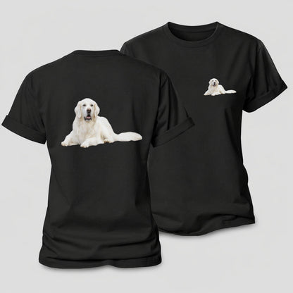 White English Cream Golden Retrievers Women's Cotton T-Shirt – Black