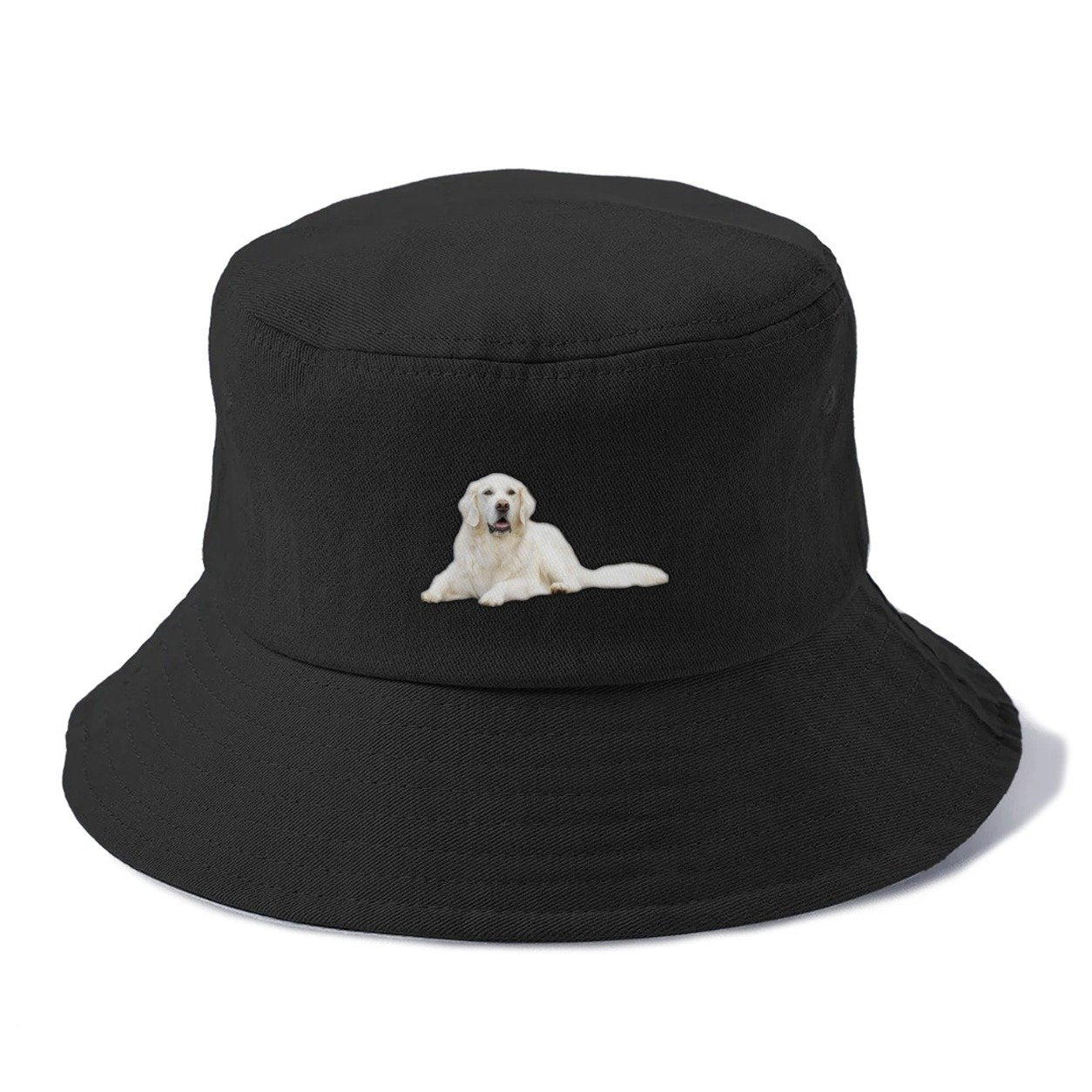 White English Cream Golden Retrievers Bucket Hat – Black