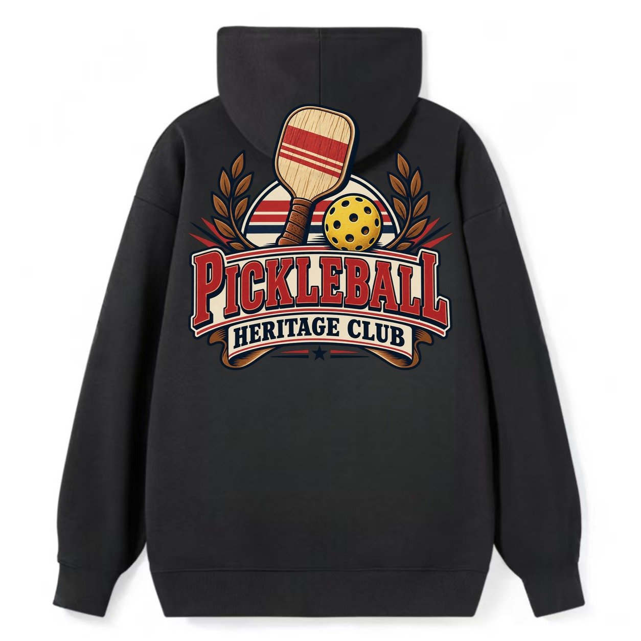 Pickleball Heritage Club Pickleball Life Classic Pullover Hoodie – Black
