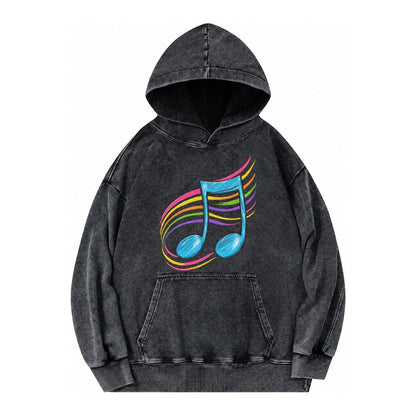Musical Notes Headwear Vintage Washed Hoodie – Black