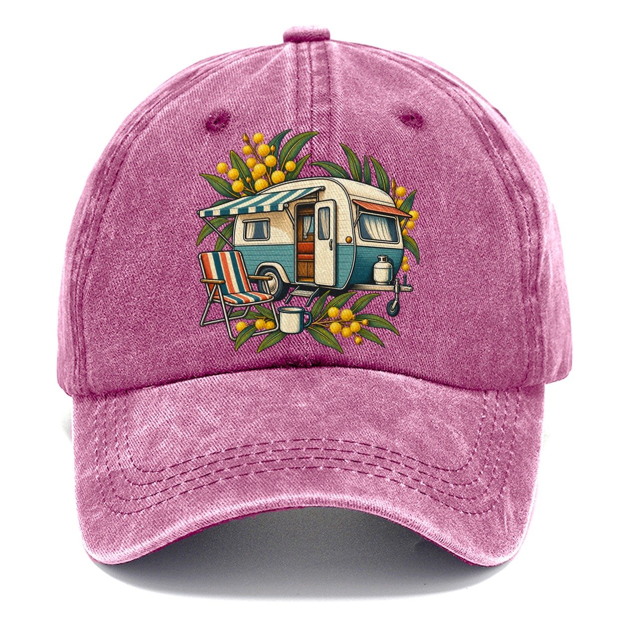 Retro Caravan Folding Chair And Enamel Mug Australia Cultural Icons Classic Cap – Dusty Rose